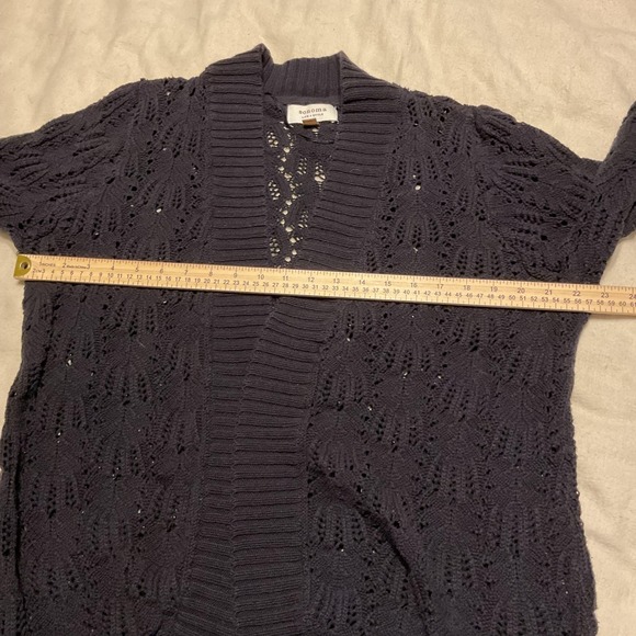 Sonoma Cardigan Sweater Womens XLargeBlack Open Front Crochet Knit Short Sleeve - Picture 6 of 8